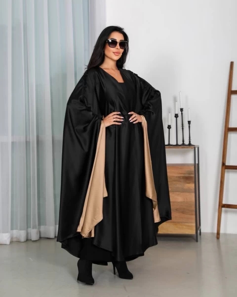 Black Silk Crepe Abaya IB147 Black