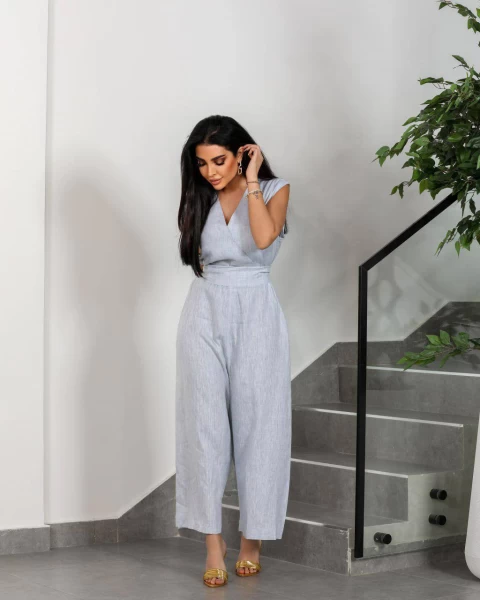 Linen Jumpsuit Blue IB1008